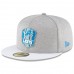 Men's Detroit Lions New Era Heather Gray/White 2018 NFL Sideline Road Official 59FIFTY Fitted Hat 3058405